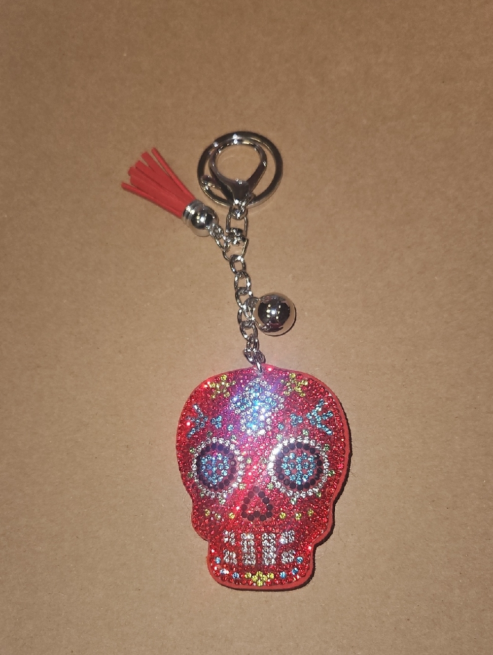 Sugar Skull Keychain with Tassel Nwot
